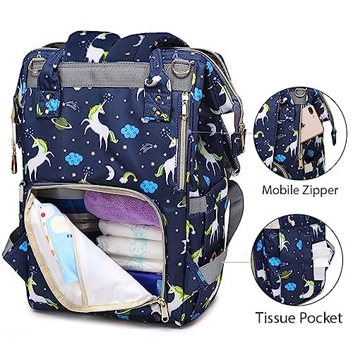 PACKNBUY Diaper Bag for Mothers for Travel with Changing Mat, Maternity Bag with Insulated Bottle Pockets, Water Resistant, Multiple Pockets Baby Diaper Bag for Newborn Baby Products (Indigo Blue) - Image 3