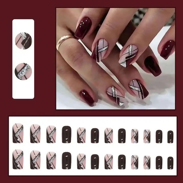 FASHIONHARBOUR Fashionharbour 24 Reusable Artificial Fake Nail Set Lightweight Long Lasting Easy To Use Quick Fix For Festivals Special Occasions - Image 4