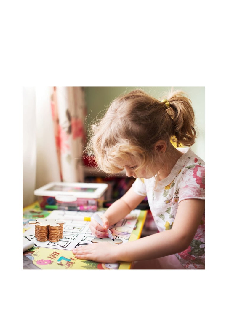 Excefore قصاصات زهور خشبية غير مكتملة للأعمال اليدوية، أقراص زهور خشبية بحجم 3 إنش، شكل زهور فارغ، زينة خشبية لتزيين الزهور، شرائح خشبية، علامات دفء للأعمال اليدوية، تزيين المنازل للزفاف - Image 4