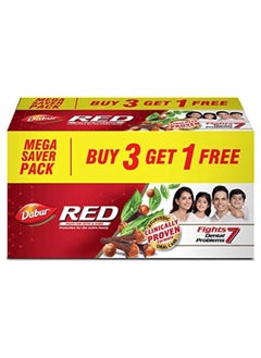 Dabur Dabur Red Ayurvedic Toothpaste 200g, 3+1  - Image 1