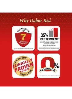 Dabur Dabur Red Ayurvedic Toothpaste 200g, 3+1  - Image 2