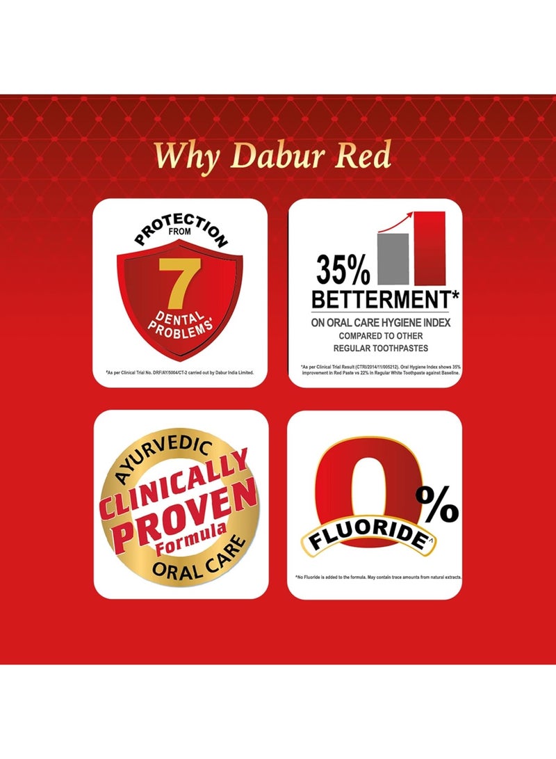دابر دابور معجون اسنان ريد ايورفيدا، 200 غرام، مضاد للبكتيريا 3+1 - Image 3