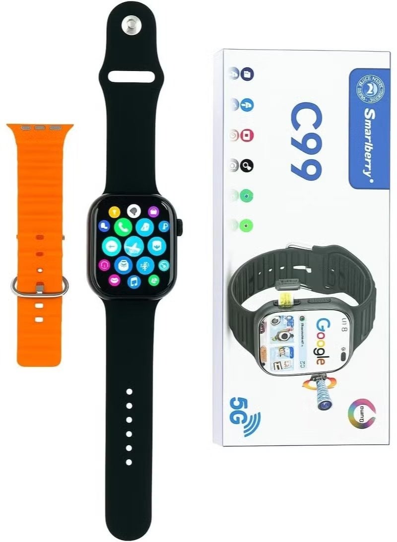 Smartbarry C99 Plus Smartwatch 2.06'' AMOLED HD Display, 6+64GB Memory, GPS WiFi, 3D Rotation Camera, 5G SIM Support, Large Screen Smart Watch for Fitness Tracking, Calls, Apps & Daily Use – Black - Image 2