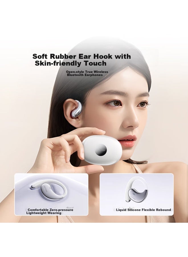 Soaiy [sound Quality 0 Negative Reviews | Over 100,000 Sold] Mo1 Earphones Bluetooth Over-ear Air-bone Conduction Not In-ear Long Battery Life Music Sports Compatible With Apple Huawei Xiaomi White - Image 2