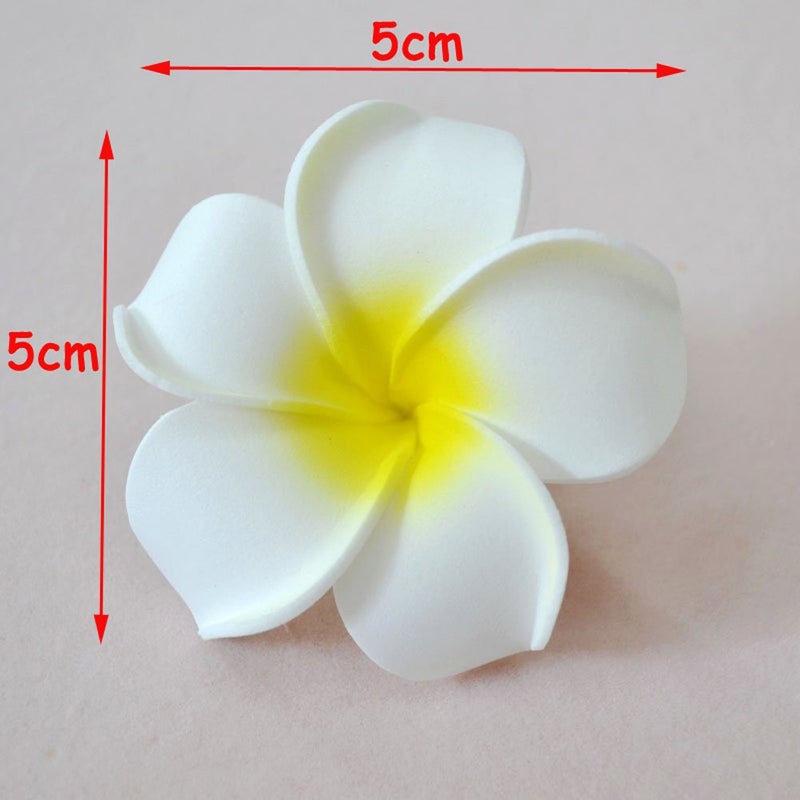 Pursuestar Pursuestar 100Pcs White Foam Hawaiian Frangipani Artificial Plumeria Flower Petals Cap Hair Hat Wreath Floral DIY Home Wedding Decoration 5cm  - Image 2