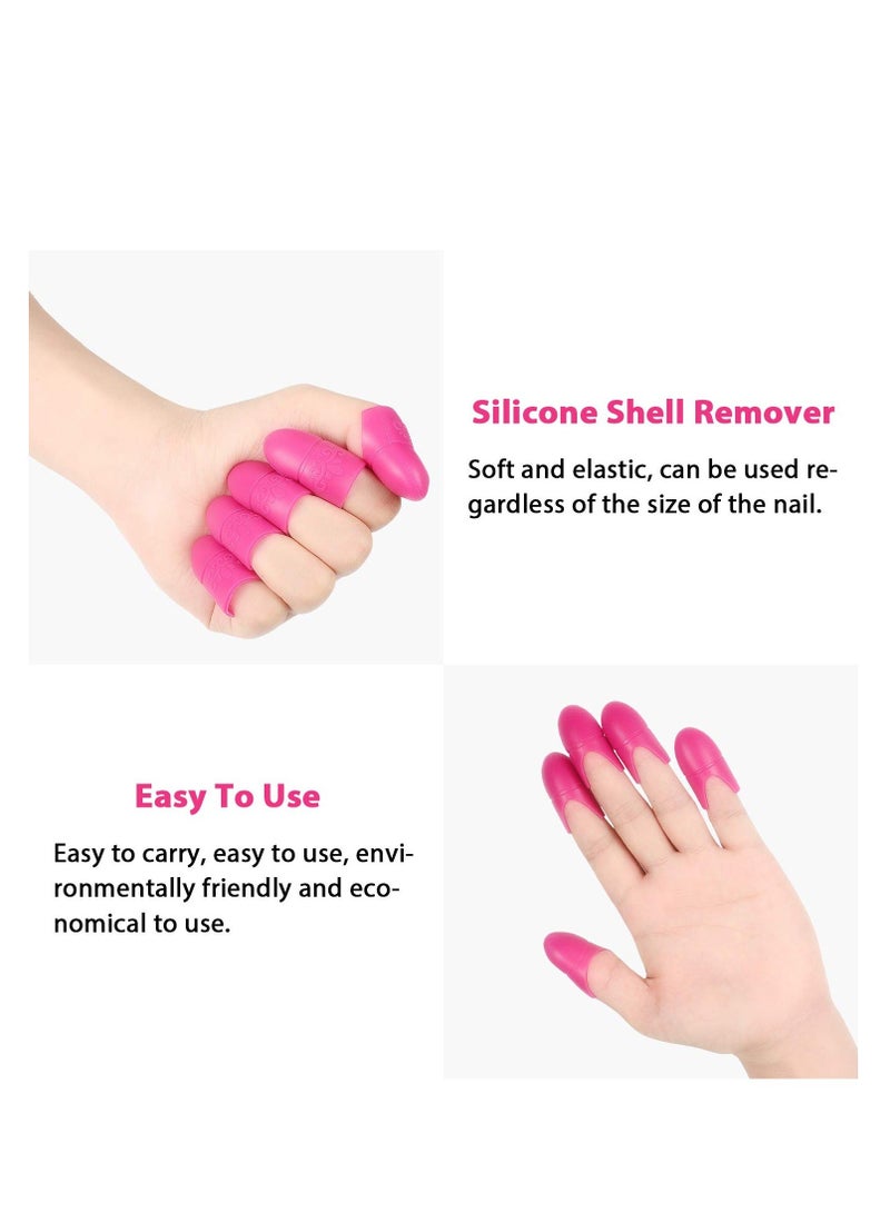 Y&D Wearable Nail Caps Silicone Gel Fingernail Polish Remover Wrap Cleaner Reusable Soak Off in Purple Rosy and Pink for DIY Supplies Home Professional Salon 30 Pieces - Image 5