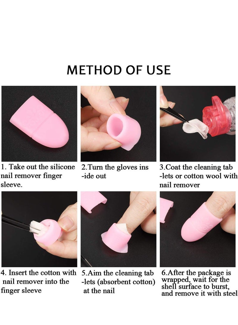 Y&D Wearable Nail Caps Silicone Gel Fingernail Polish Remover Wrap Cleaner Reusable Soak Off in Purple Rosy and Pink for DIY Supplies Home Professional Salon 30 Pieces - Image 4