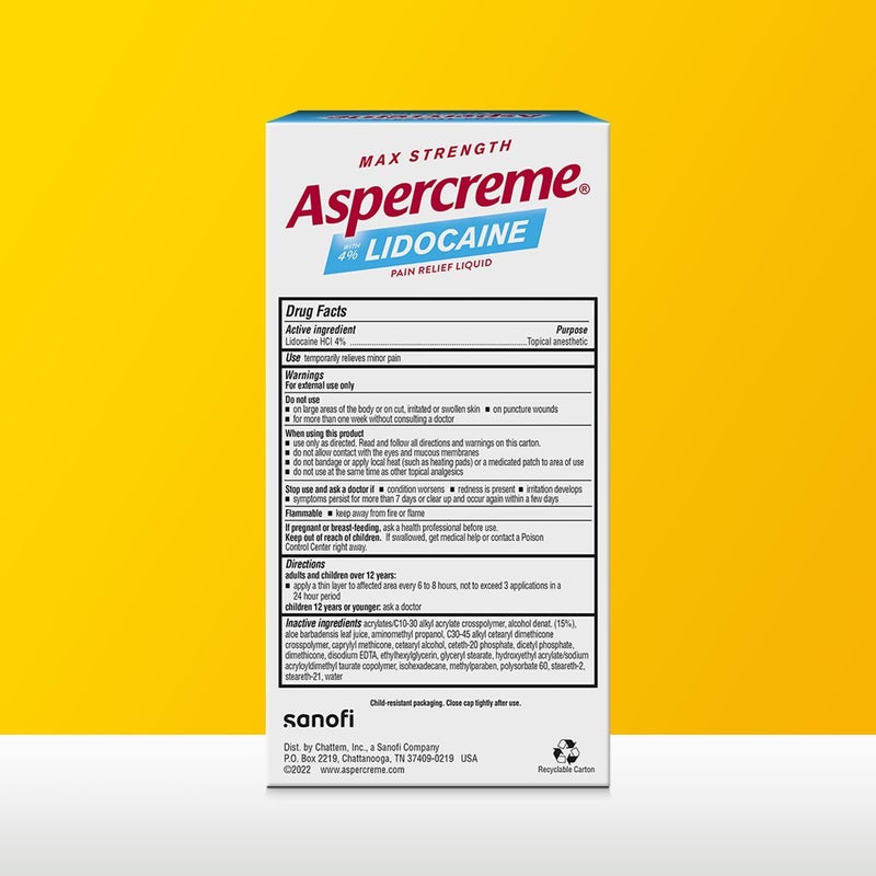 Aspercreme أسبيركريم خالي من الرائحة أقصى قوة ليدوكائين سائل لتخفيف الألم مع تطبيق رول أون بدون فوضى 25 أونصة - Image 2