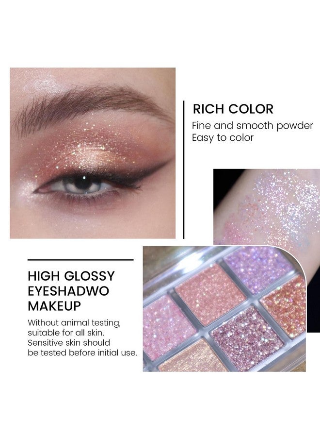 كيدا لوحة ظلال عيون لامعة من KYDA، ١٠ ألوان، ظلال عيون لامعة بالترتر، ظلال عيون لامعة بمسحوق اللؤلؤ، مكياج عيون لامع متعدد الألوان، لوحة ظلال عيون لامعة وردية، لون عيون لامع - Image 4