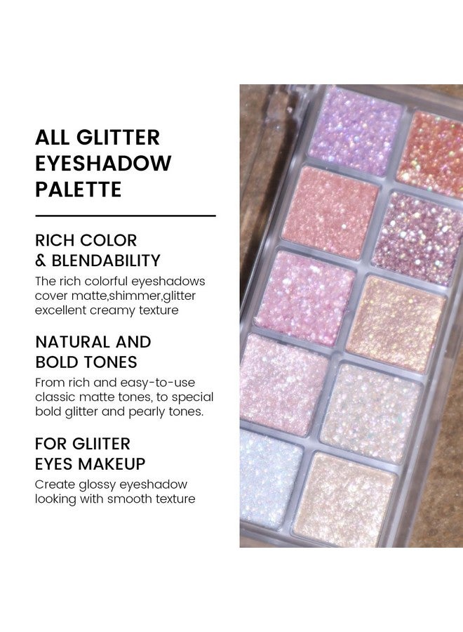 كيدا لوحة ظلال عيون لامعة من KYDA، ١٠ ألوان، ظلال عيون لامعة بالترتر، ظلال عيون لامعة بمسحوق اللؤلؤ، مكياج عيون لامع متعدد الألوان، لوحة ظلال عيون لامعة وردية، لون عيون لامع - Image 2