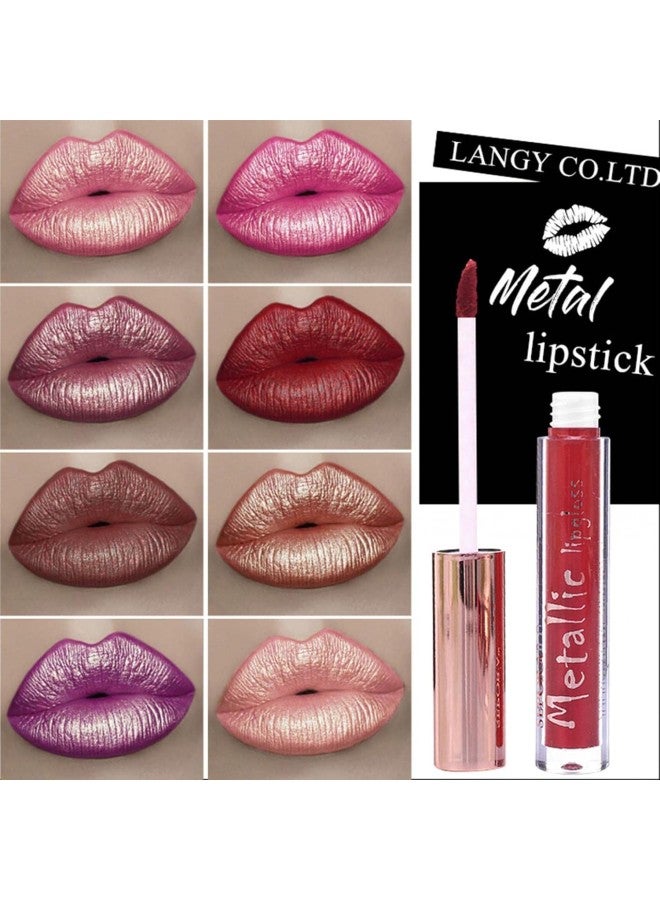 klarako Matte Metallic Lip Gloss Long Lasting Waterproof Strong Pigmented Not Stick Cup  Shimmer Liquid Lipstick Makeup for Women - Image 3