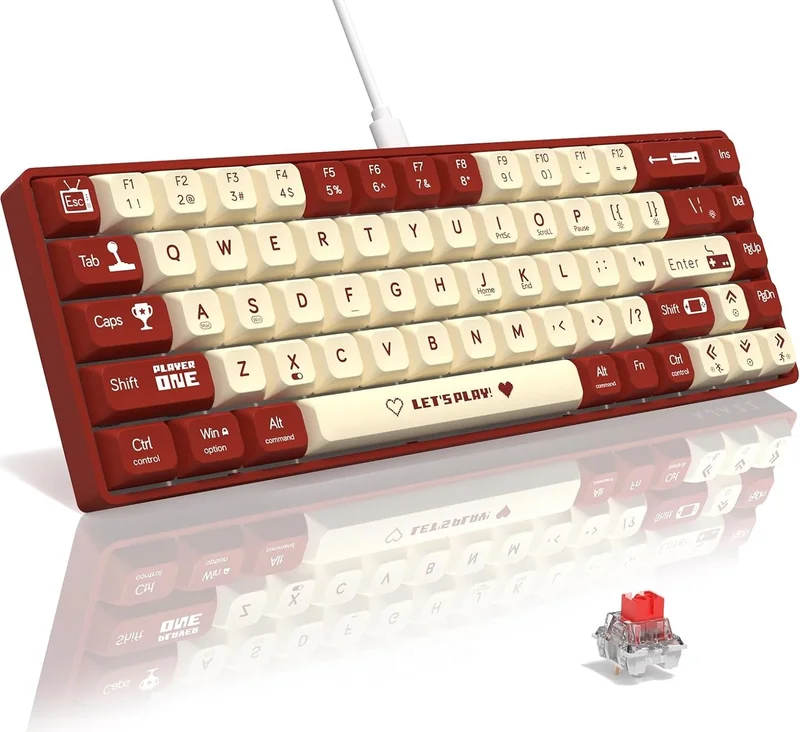 Ajazz AK680 Red Switch Hot-Swap Mechanical Player Gaming Wired Keyboard Rainbow Light Type C Wired