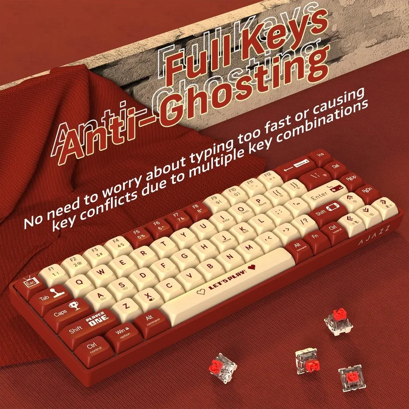 Ajazz AK680 Red Switch Hot-Swap Mechanical Player Gaming Wired Keyboard Rainbow Light Type C Wired