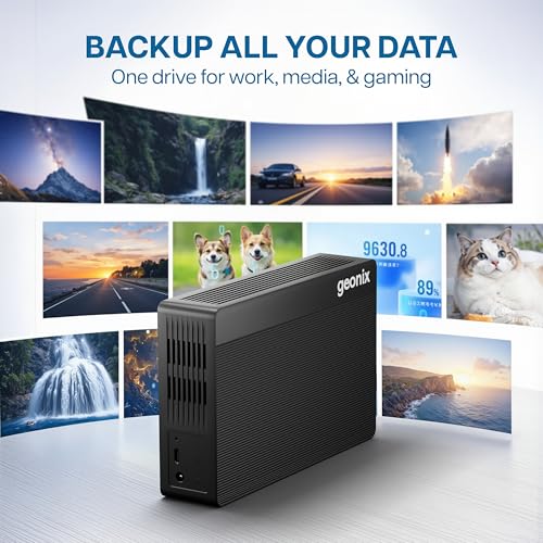 Geonix PowerShell S7 2TB External Hard Drive 3.5" USB 3.1 SATA HDD with 12V External Power Adapter, Up to 5Gbps UASP, Shockproof, PC/Mac/Laptop/Xbox Compatible, 3-Year Warranty (Black) - Image 2