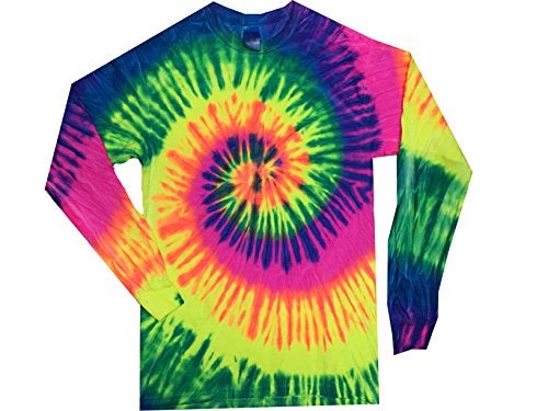 Colortone Tie Dye Long Sleeve Neon Rainbow T-Shirt, Adult, Small - Image 5
