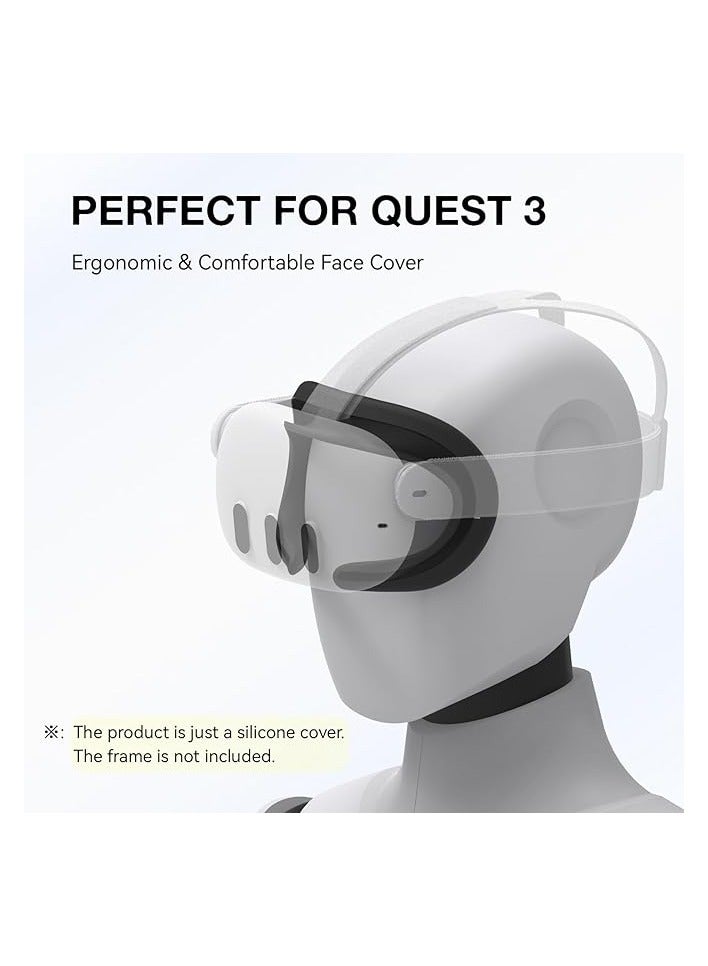 بروماس غطاء وسادة وجه من السيليكون من Promass VR لملحقات سماعات الرأس Quest 3، قناع وسادة وجه VR لسماعات الرأس Quest 3 (أسود) - Image 3