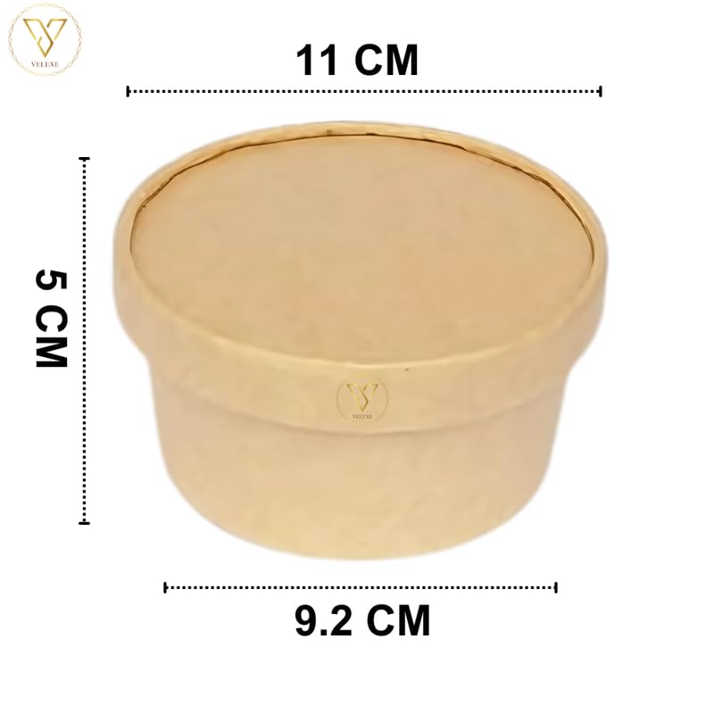 VELEXE Brown Kraft Paper Food Container - Pack of 25 (250ml, 11x5x9.2 CM) | Eco-Friendly Takeaway Containers | Biodegradable & Disposable Food Containers for Meal, Party Catering, Takeout and Delivery - Image 2