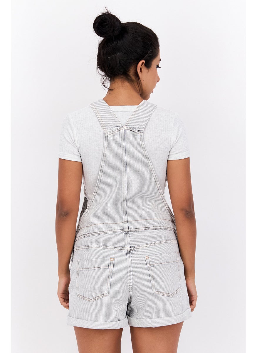 RIVER ISLAND Women Textured Print Sleeveless Playsuit, Light Grey  - Image 3