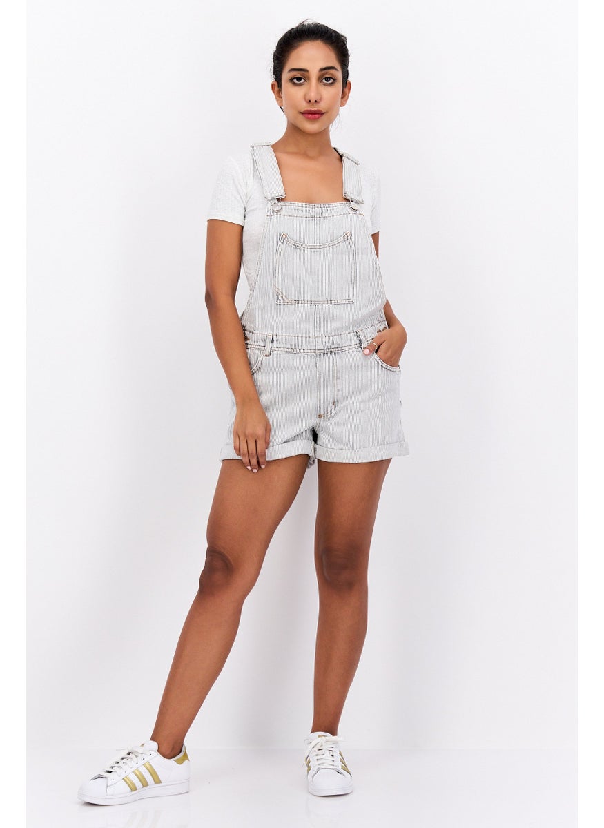 RIVER ISLAND Women Textured Print Sleeveless Playsuit, Light Grey  - Image 4