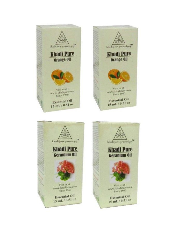 Khadi Pure - Geranium & Orange Essential Oil 15 Ml (Pack Of 4) - Image 1