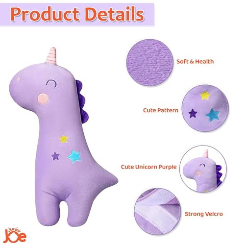 JUNIOR JOE Soft Velvet Car Seat Belt Pillow For Kids|Travel Neck Pillow With Cushion|Cute Cartoon Vehicle Shoulder Pads For Children|(Style-1),1 Count,Purple - Image 3