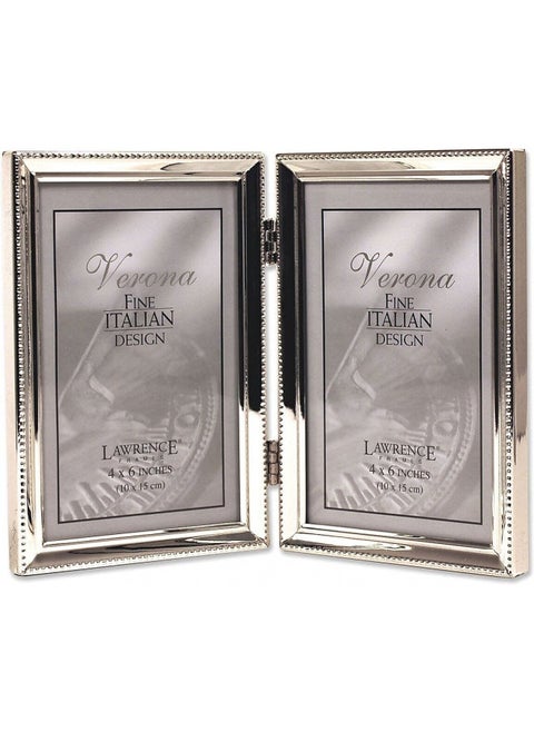 Lawrence Frames Bead Border Design, 4x6 Double, Silver