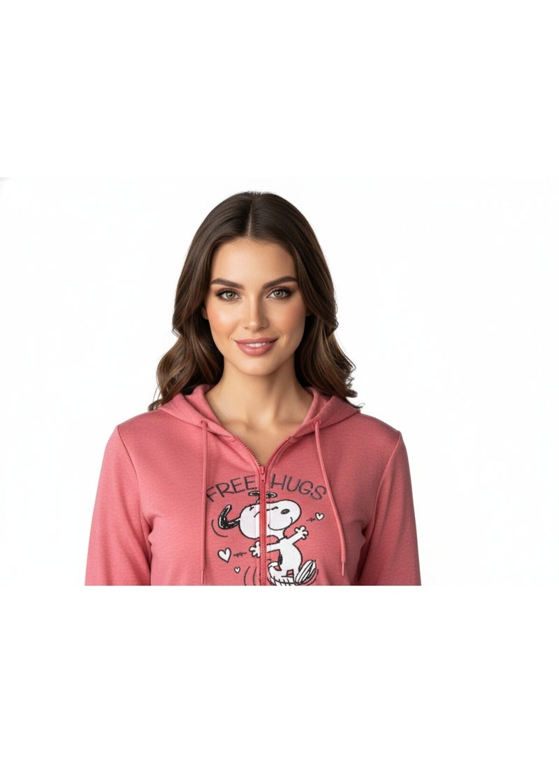 Peanuts HOODY LADIES PEANUTS PRINT WITH ZIPPER  L/S HT - Image 1