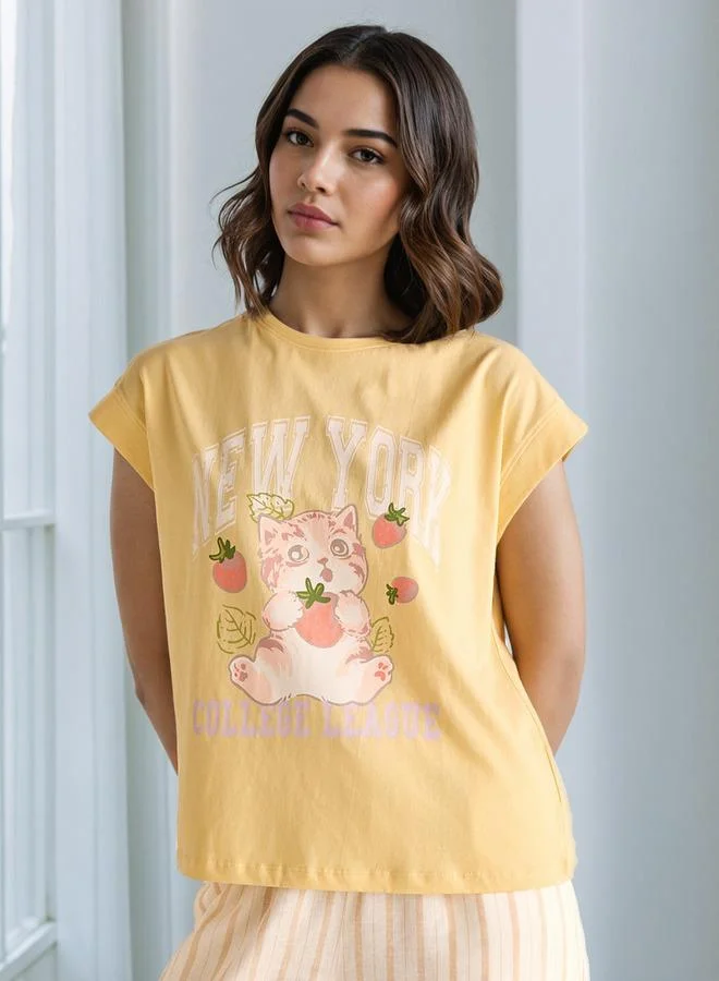 سبلاش فيڤ بلوزة مطبوعة بأكمام ممتدة