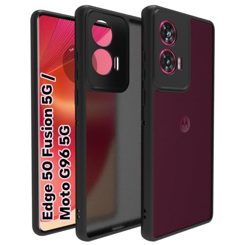 RIGGEAR Shockproof Sleek Hybrid Armor Back Cover Case Compatible with Motorola Moto Edge 50 Fusion/Moto G96 5G (Smoke Black Matte PC + Black TPU Bumper) - Image 1