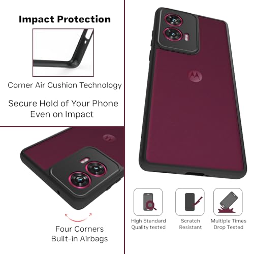 RIGGEAR Shockproof Sleek Hybrid Armor Back Cover Case Compatible with Motorola Moto Edge 50 Fusion/Moto G96 5G (Smoke Black Matte PC + Black TPU Bumper) - Image 4