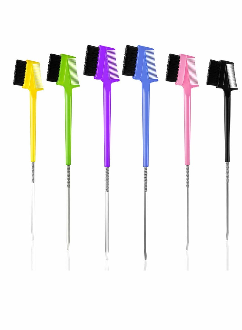Excefore Hair Edge Brush with Rat Tail Comb, 6 Pcs Eyelash Comb Edge Control Brush - Image 1
