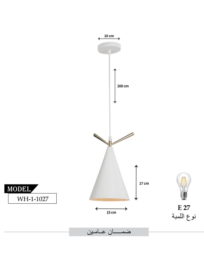 Best Power Minimalist Matte White Pendant Light with Gold Accents - Adjustable Modern Ceiling Fixture for Contemporary Interiors - White - Image 4