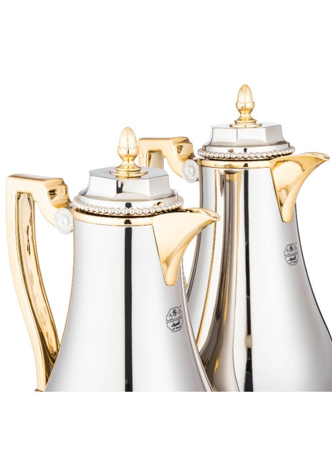 السيف  "✨ السيف طقم ترامس شدن – 2 قطعة للشاي والقهوة نيكل لامع بلمسات ذهبية وداخلي زجاج فاخر ✨" - Image 2