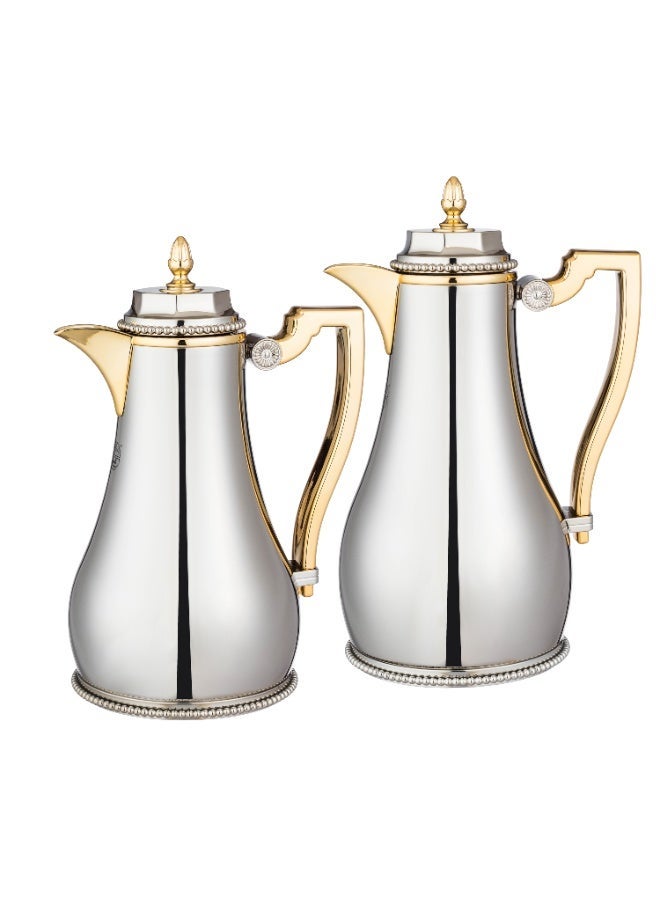 السيف  "✨ السيف طقم ترامس شدن – 2 قطعة للشاي والقهوة نيكل لامع بلمسات ذهبية وداخلي زجاج فاخر ✨" - Image 4