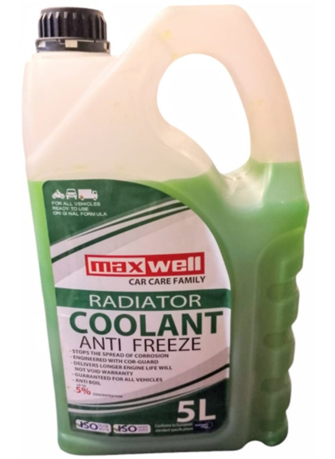MAXWELL Maxwell Car Coolant Antifreeze - 5 Liters, Green, 5% Concentration 