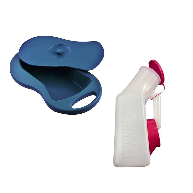 Plastic Bed Pan with Lid Cover, Unisex Urine Pot, 1000 ml Capacity
