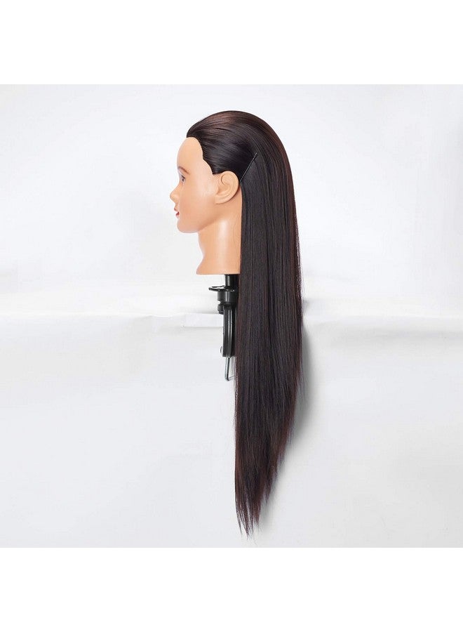 Hairlink Airlink 2628'' Mannequin Head Synthetic Fiber Long Hair Styling Training Head Dolls For Cosmetology Manikin Maniquins Practice Head With Clamp Stand Holder (6611Lb0220) - Image 4