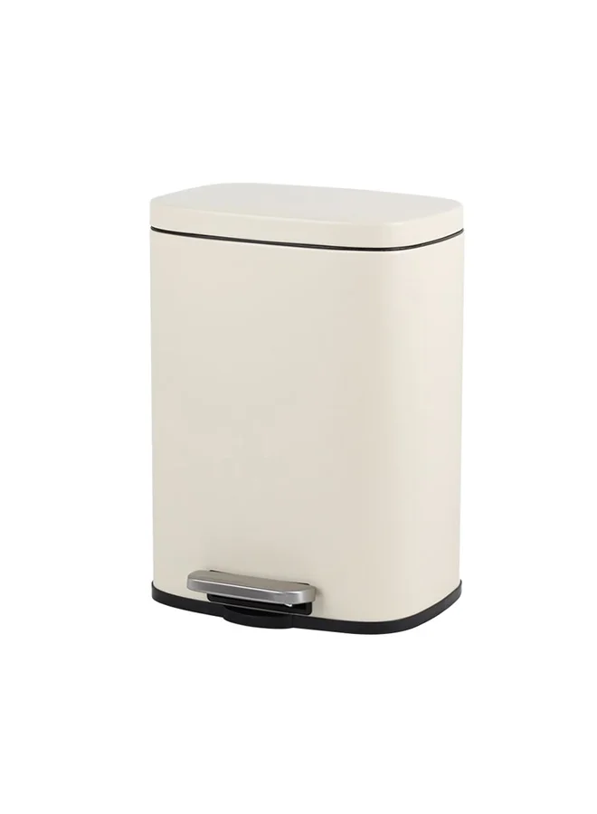DANUBE HOME Falcon Pedal Bin Soft Close With Powder Coating Bin With Soft Close Lid Foot Pedal - Beige - 28X19.2X37 Cm - 12 L