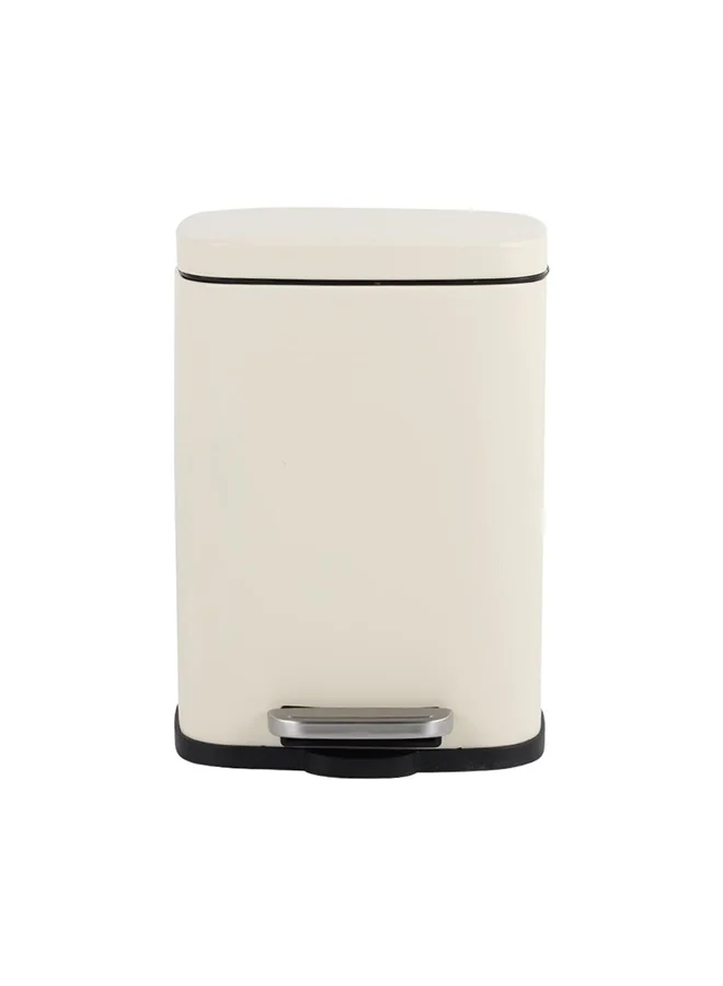 DANUBE HOME Falcon Pedal Bin Soft Close With Powder Coating Bin With Soft Close Lid Foot Pedal - Beige - 28X19.2X37 Cm - 12 L