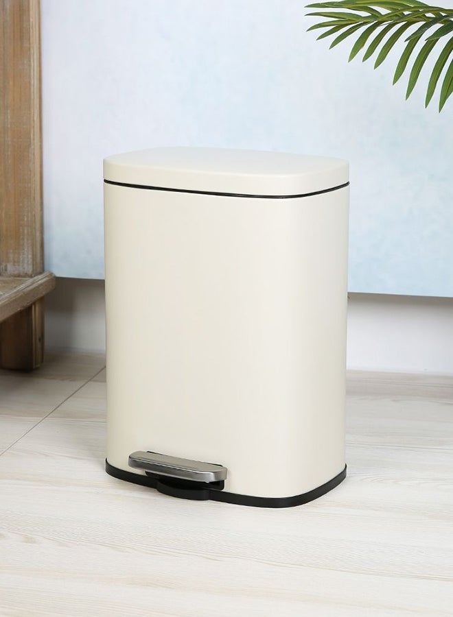DANUBE HOME Falcon Pedal Bin Soft Close With Powder Coating Bin With Soft Close Lid Foot Pedal - Beige - 28X19.2X37 Cm - 12 L - Image 3