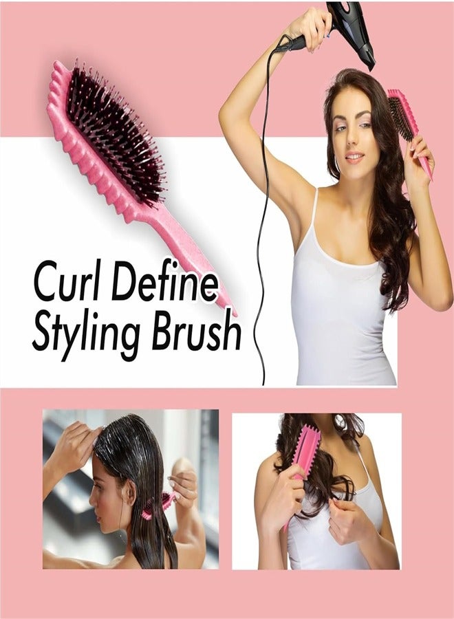 زوكيم 2024 New Curly Hair Brush, Bounce Curl Define Styling Brush, Wet Dry Detangler Hair Brush,The Essential Tool For Shaping And Styling Your Curls, Achieve Perfectly Defined Curls (Pink) - Image 3