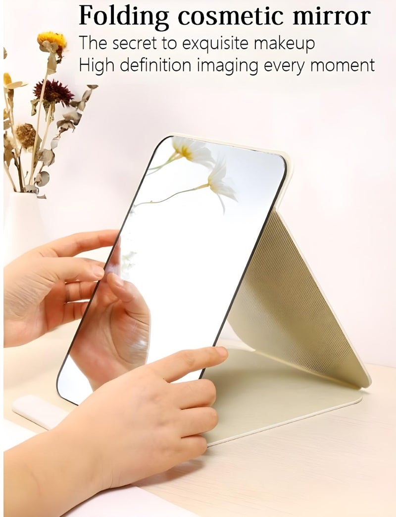 VELINEX Portable Folding Makeup Mirror - Adjustable Angle Small Compact Size, Travel-Friendly, Single Sided, Round Edge Corner, Desktop, Bathroom, Vanity & Dressing Table (White, Pack of 1) - Image 2