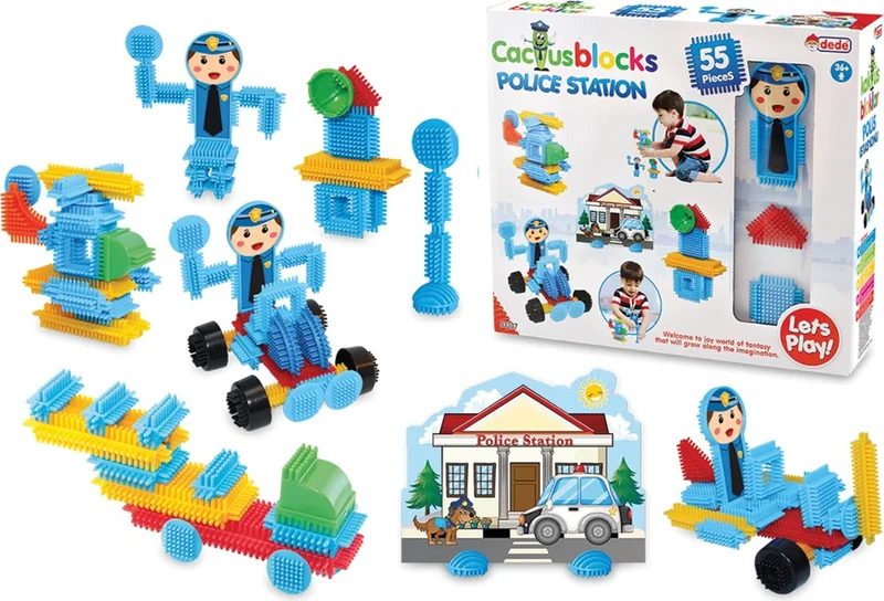 dede Grandpa Cactus Blocks 55 Pieces Police Station Educational Educational Toy