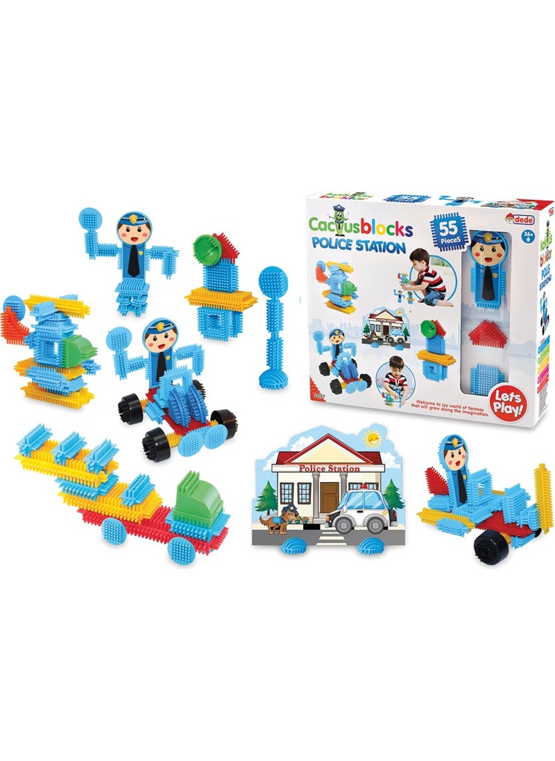 dede Grandpa Cactus Blocks 55 Pieces Police Station Educational Educational Toy  - Image 1
