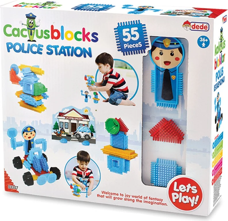 dede Grandpa Cactus Blocks 55 Pieces Police Station Educational Educational Toy