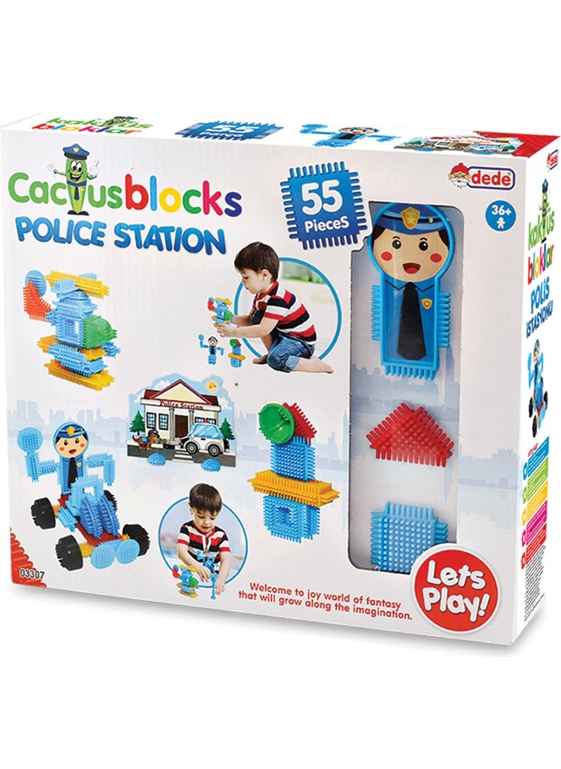 dede Grandpa Cactus Blocks 55 Pieces Police Station Educational Educational Toy  - Image 2