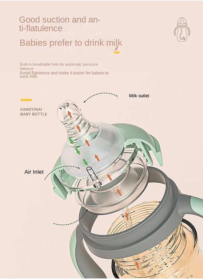 KUAI Baby Bottles, Anti Colic Breastfeeding Bottles, Wide Neck Baby Bottle for Babies, Newborn, Preemie 6+ Months, BPA Free (Pink)  - Image 3