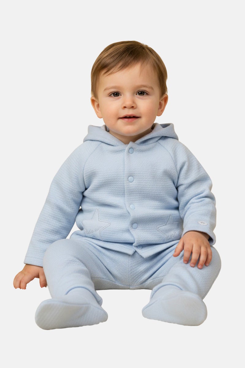 Rock-A-Bye Baby Boutique Toddlers Boy 2 Piece Hoodie and Bottom Set, Light Blue - Image 1