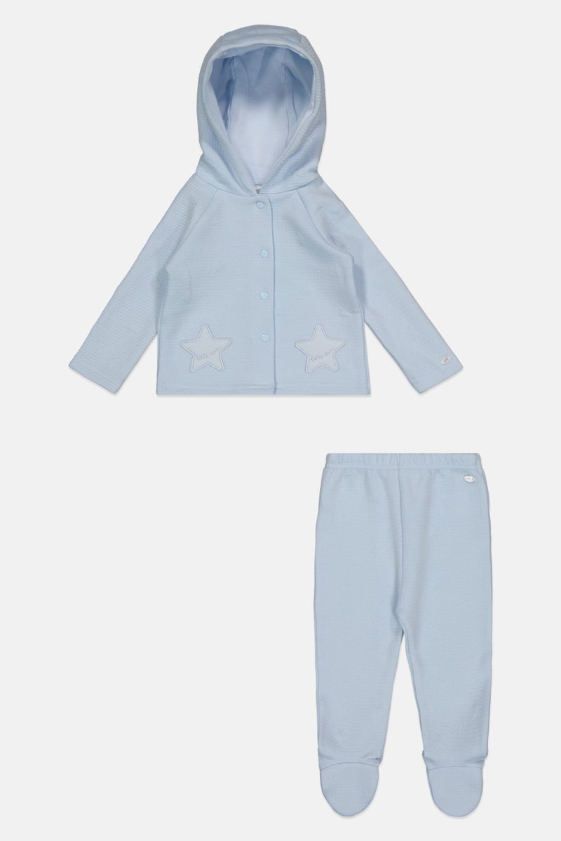 Rock-A-Bye Baby Boutique Toddlers Boy 2 Piece Hoodie and Bottom Set, Light Blue - Image 2