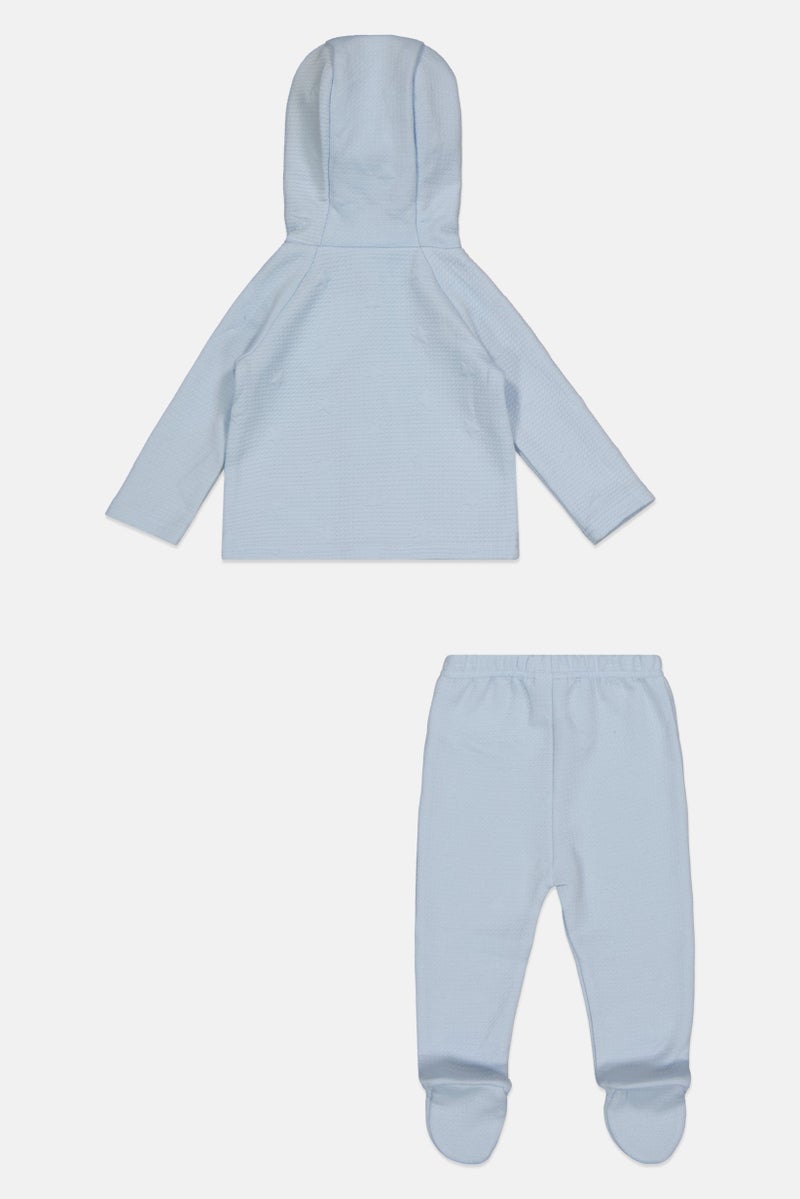 Rock-A-Bye Baby Boutique Toddlers Boy 2 Piece Hoodie and Bottom Set, Light Blue - Image 3